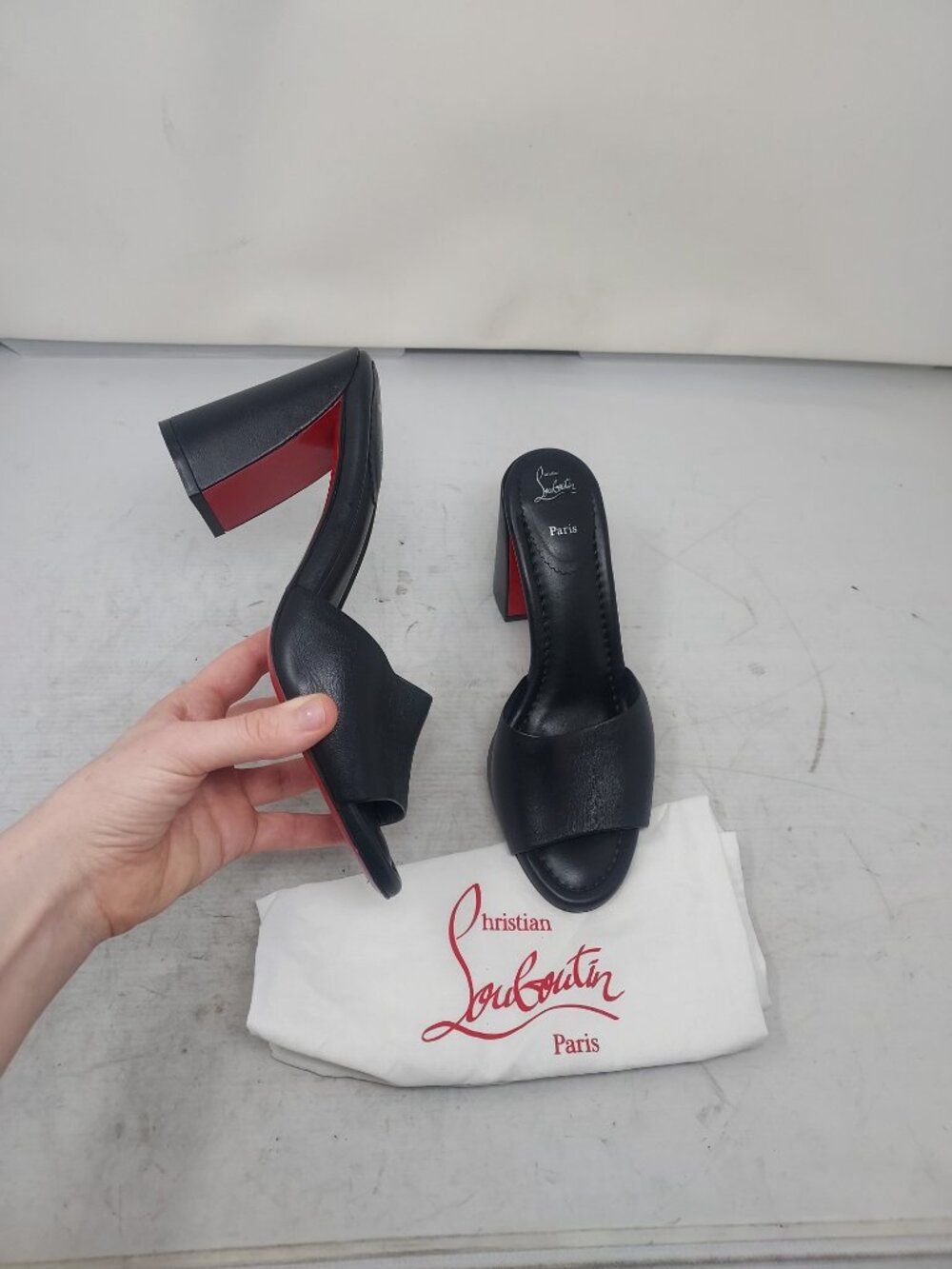 Christian Louboutin Black Jane Leather Heel Sandal